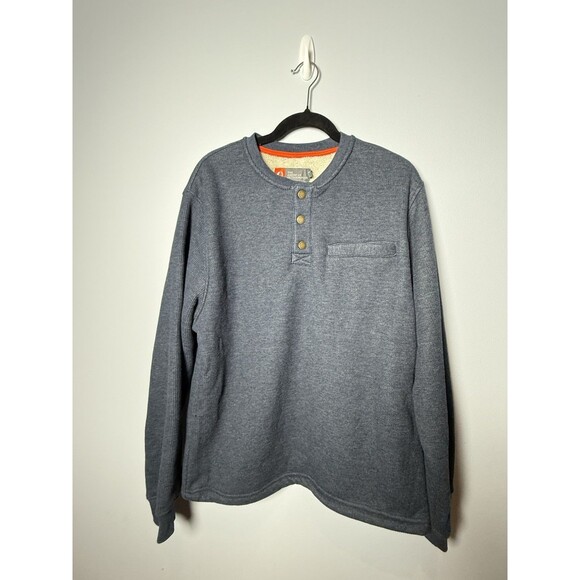 The American Outdoorsman Indigo Heather Sherpa Lined Waffle Henley Shirt Large - Picture 4 of 11